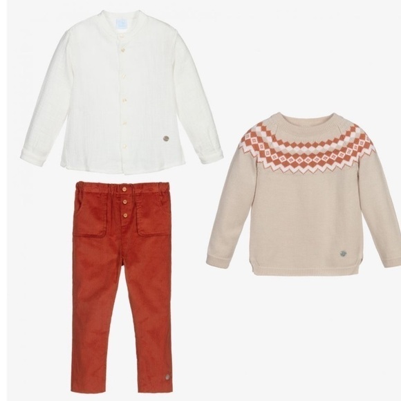 BOYS Beige & Brown Matching Set - Picture 3 of 6